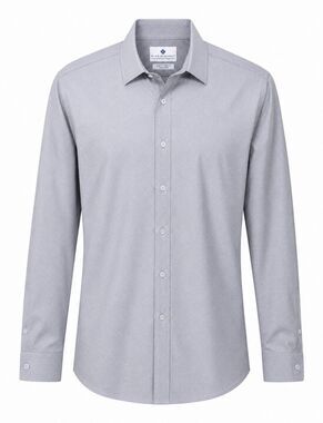 Ryan Seacrest Men’s Long Sleeve Slim Fit Stretch Non Iron Cotton Button Up Grey